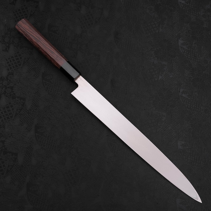 Premium Left-Handed Yanagiba Sushi Knife - AUS 10 High Carbon Steel, Mirror Polished Blade with Buffalo Horn & Wenge Wood Handle (290mm) - Perfect for Sushi Chefs & Japanese Cuisine Enthusiasts