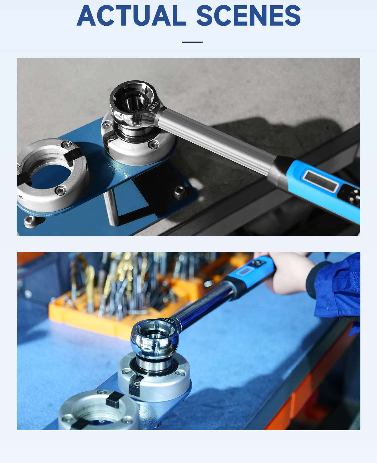 ZAC Digital Torque Wrench ER25UM - ±2% Accuracy Electronic Nut Torque Wrench with Audible/Visual Alarms & LED Indicator for ER Series Nuts - Perfect for Automotive Repair, Industrial Maintenance & DIY Projects