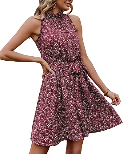 Floral Print Wine Red