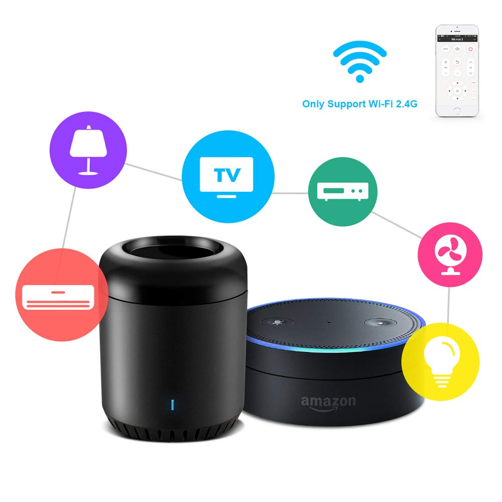 Broadlink RM Mini3 Universal Smart Remote Control - WiFi & IR Hub for Smart Home, Works with Alexa, Control TV, STB, AC, DVD & More | Perfect for Home Theater & Smart Device Automation