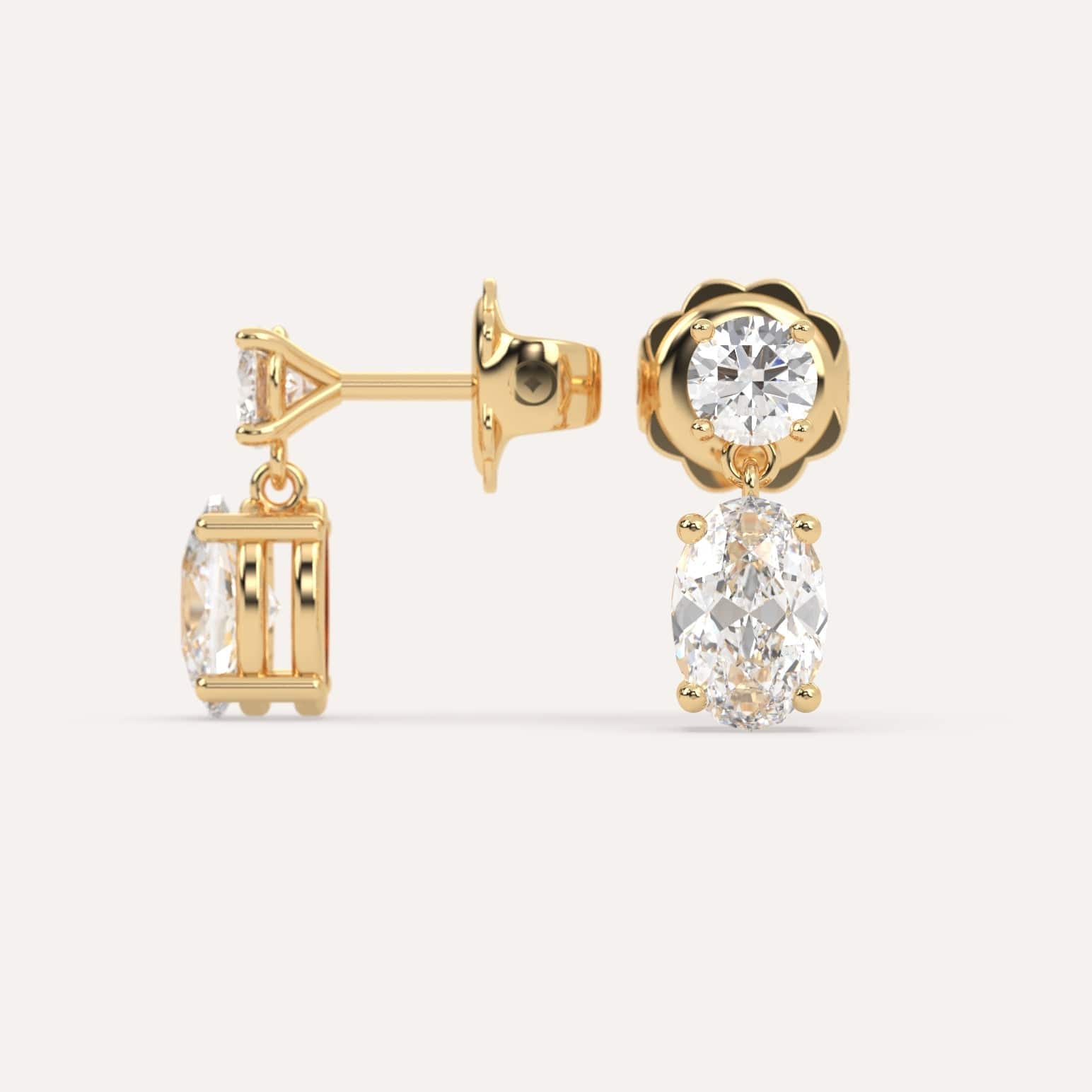2 Carat Oval Diamond Drop Butterfly Earrings for Women - Elegant Dangle Ear Jewelry for Wedding, Party & Special Occasions
