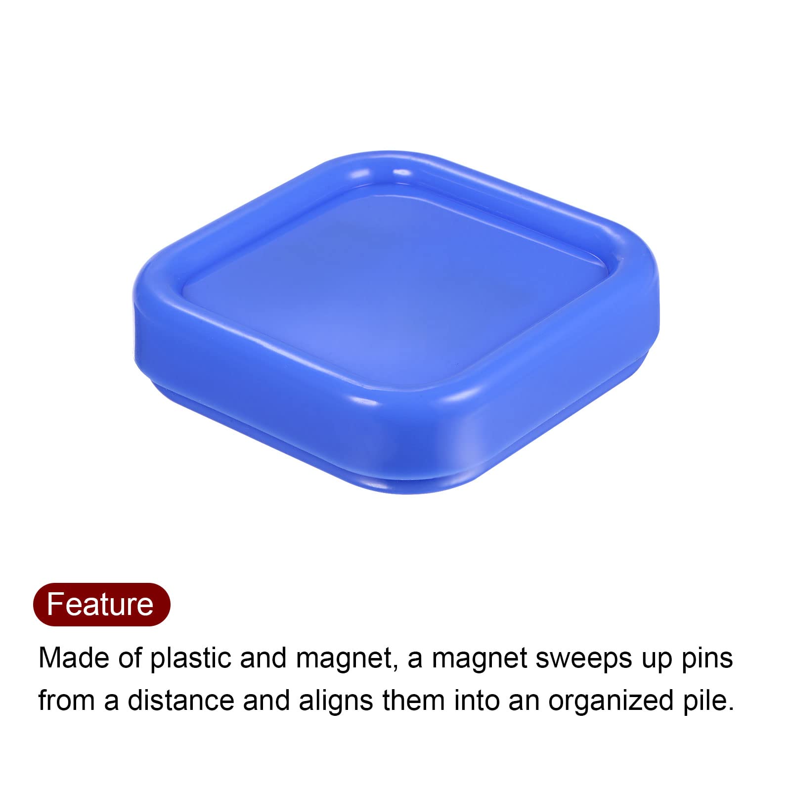 HARFINGTON Magnetic Pin Cushion - Square Plastic Sewing Pin Holder with Strong Magnets, Needle Storage Case for DIY Sewing, Quilting & Crafting (Blue) | Perfect for Sewing Projects, Fabric Arts & Home Organization