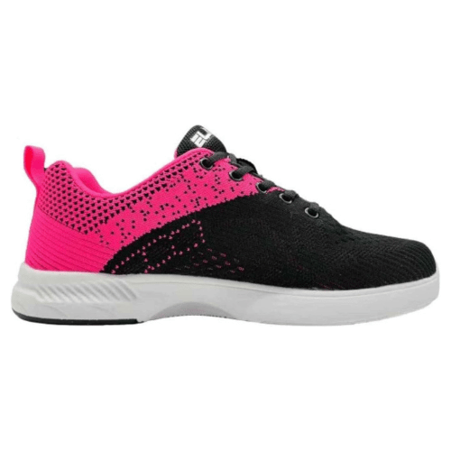 ELITE Women's Comfort Lace Up Bowling Shoes - Black/Pink - Non-Slip Sole for Bowling Alleys & Casual Wear