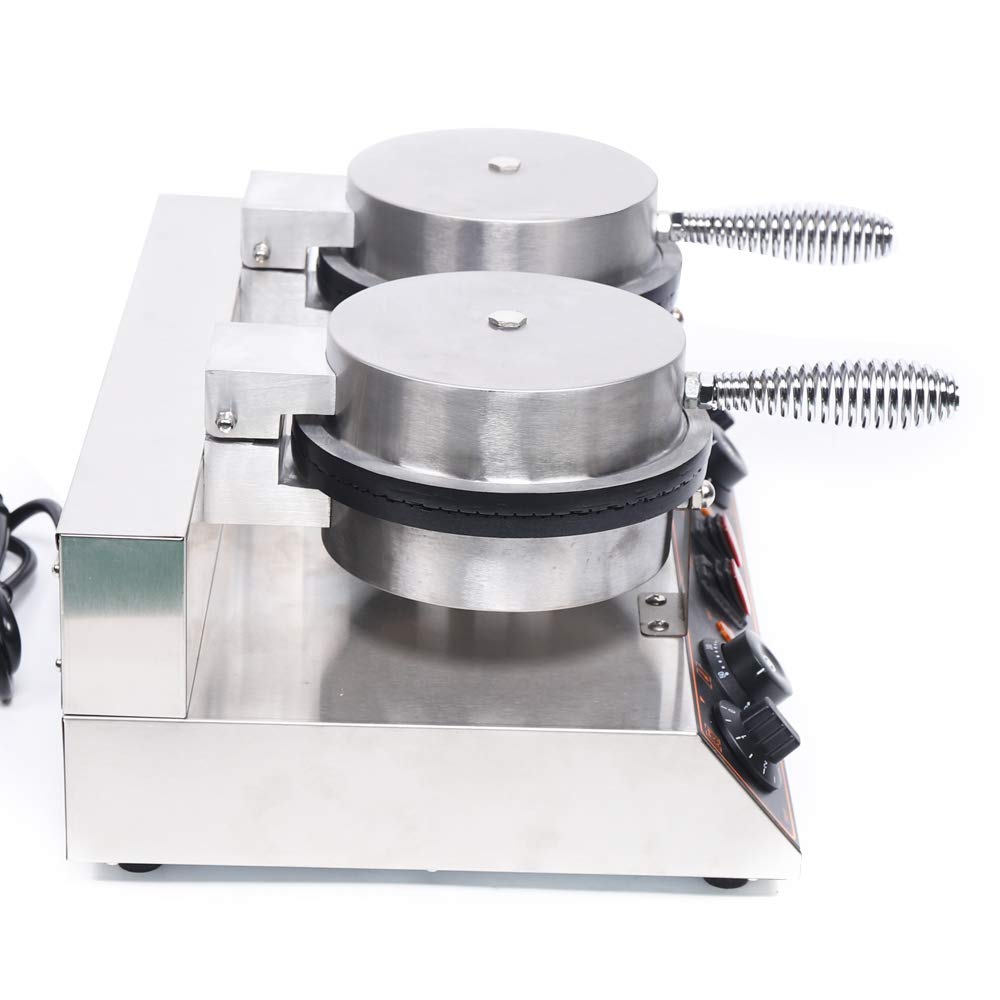 110V 1200W Commercial Electric Ice Cream Cone Waffle Maker Machine - Stainless Steel Non-Stick Waffle Cone Baker for Restaurants, Bakeries & Dessert Shops - Perfect for Making Homemade Ice Cream Cones, Waffle Cups & Sweet Treats