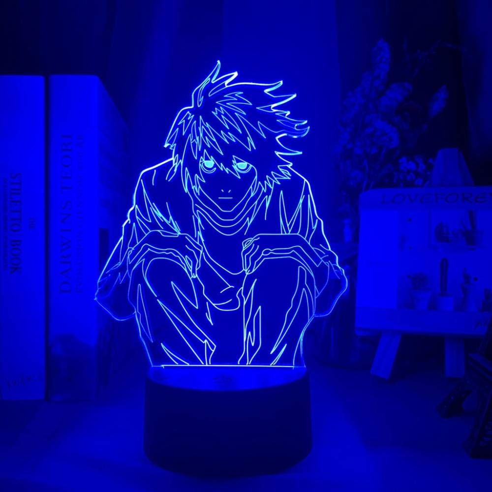 HUICH 3D Anime LED Night Light - L Lawliet Figure Lamp with 7 Color Changing Modes, Touch Control for Kids Bedroom, Nursery, Game Room Decor | Perfect Gift for Anime Fans & Manga Lovers