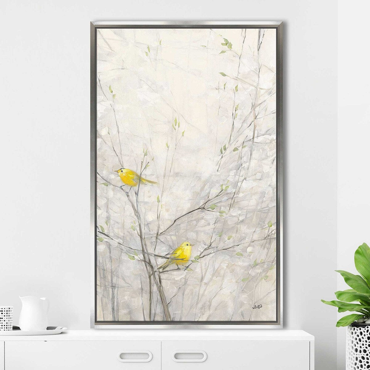 Birds in Trees II Canvas Wall Art - Modern Floating Frame Print for Living Room, Bedroom & Office Decor