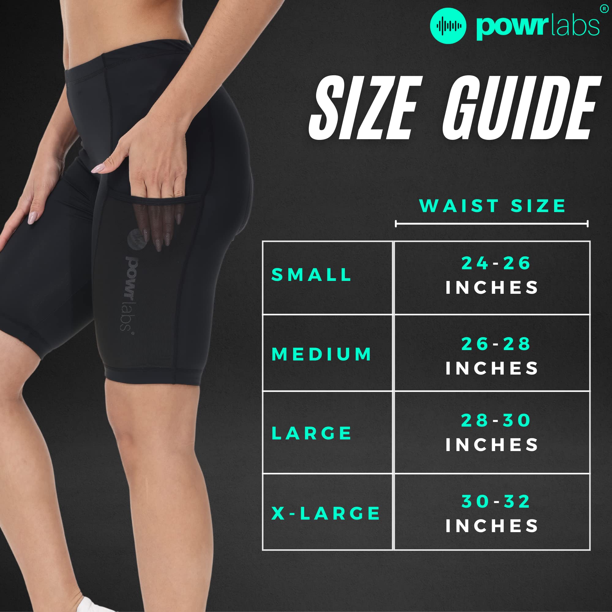 **POWR LABS Women's Padded Bike Shorts with Pockets - Comfortable Cycling Shorts for Women - Perfect for Road Biking, Spinning & Outdoor Workouts**