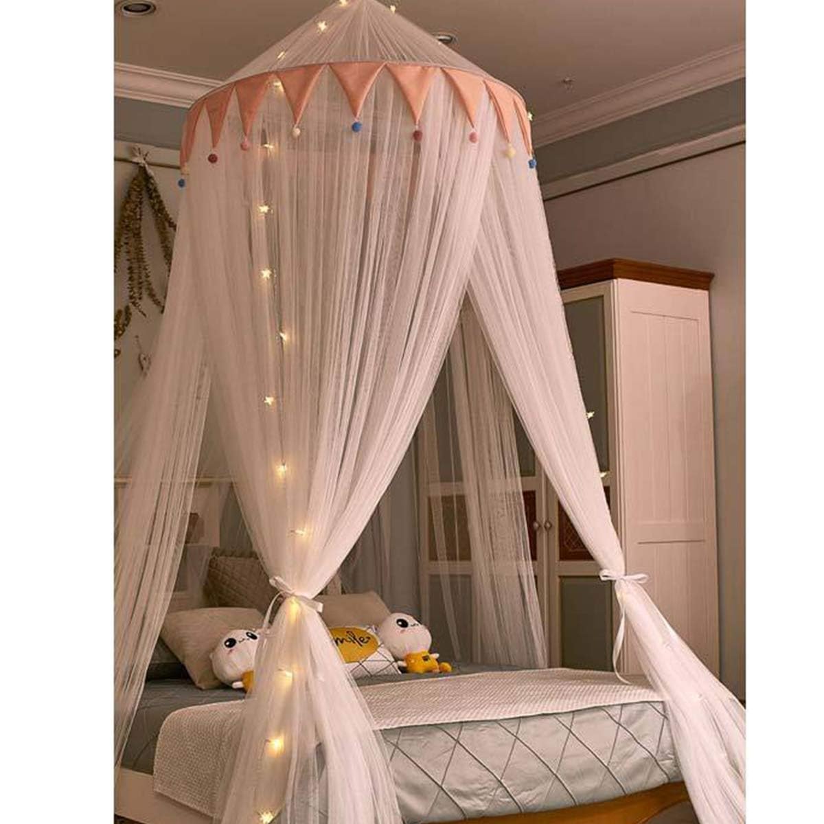 Dream Hanging Dome Mosquito Net - Queen/King Size Bed Canopy with Round Curtains for Romantic Bedroom Decor & Insect Protection