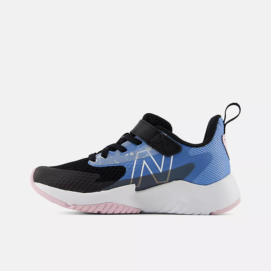 New Balance Kids' Run V2 A/C Sneakers - Black/Laguna Rave - Lightweight Running Shoes for Boys & Girls - Perfect for School, Sports & Outdoor Activities