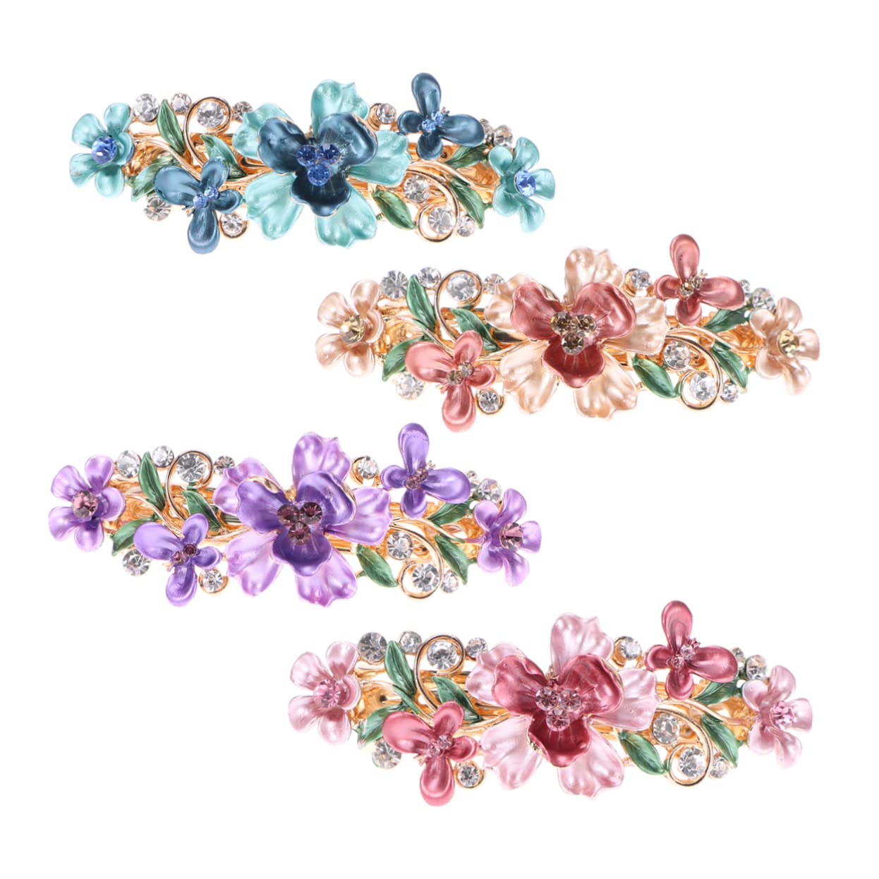 Beavorty 4pcs Gold Metal Hair Clips & Barrettes for Women - Elegant Snap Hair Ties, Ponytail Holders & Decorative Hairpins for Everyday, Office & Special Occasions