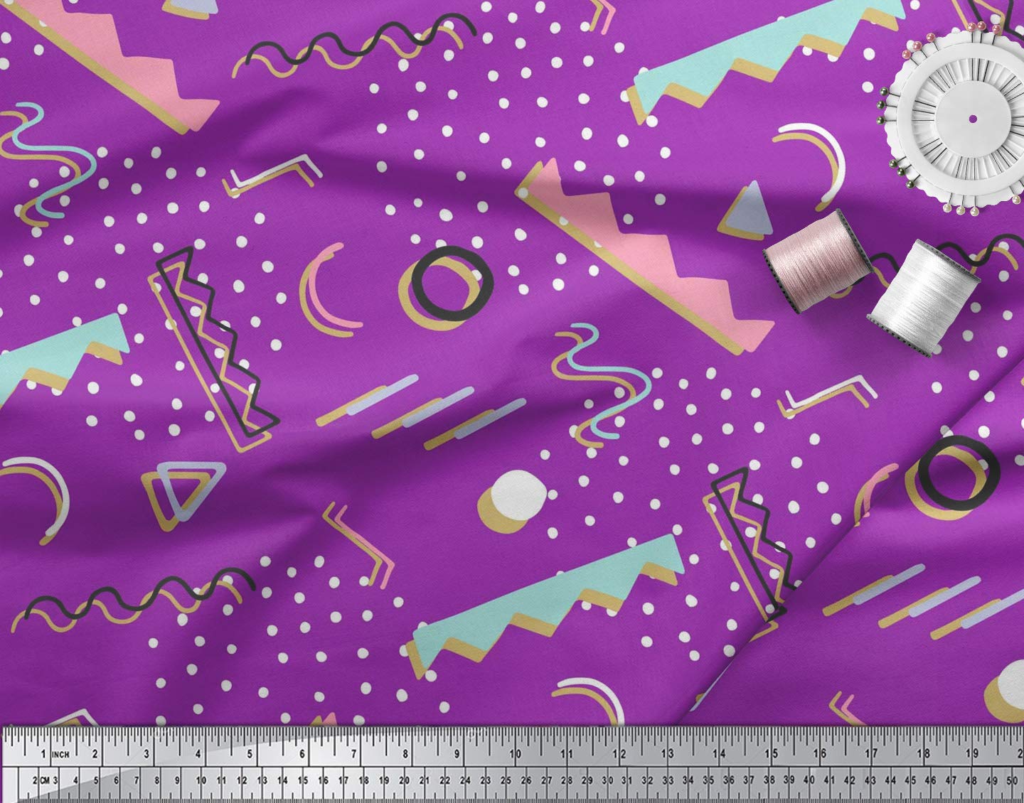Soimoi Moss Georgette Purple Fabric by The Yard - 42 Inch Wide Abstract Dots Print Fabric for Dresses, Curtains & DIY Crafts - Artistic Contemporary Floral Pattern Fabric for Sewing Projects