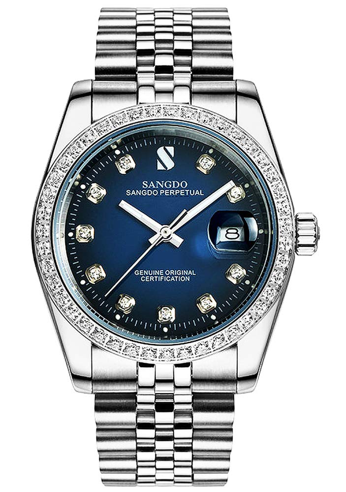 Luxury PASOY Men's Gold Watch with Red Dial - Waterproof Sapphire Crystal Stainless Steel Bracelet Watch for Business & Formal Occasions