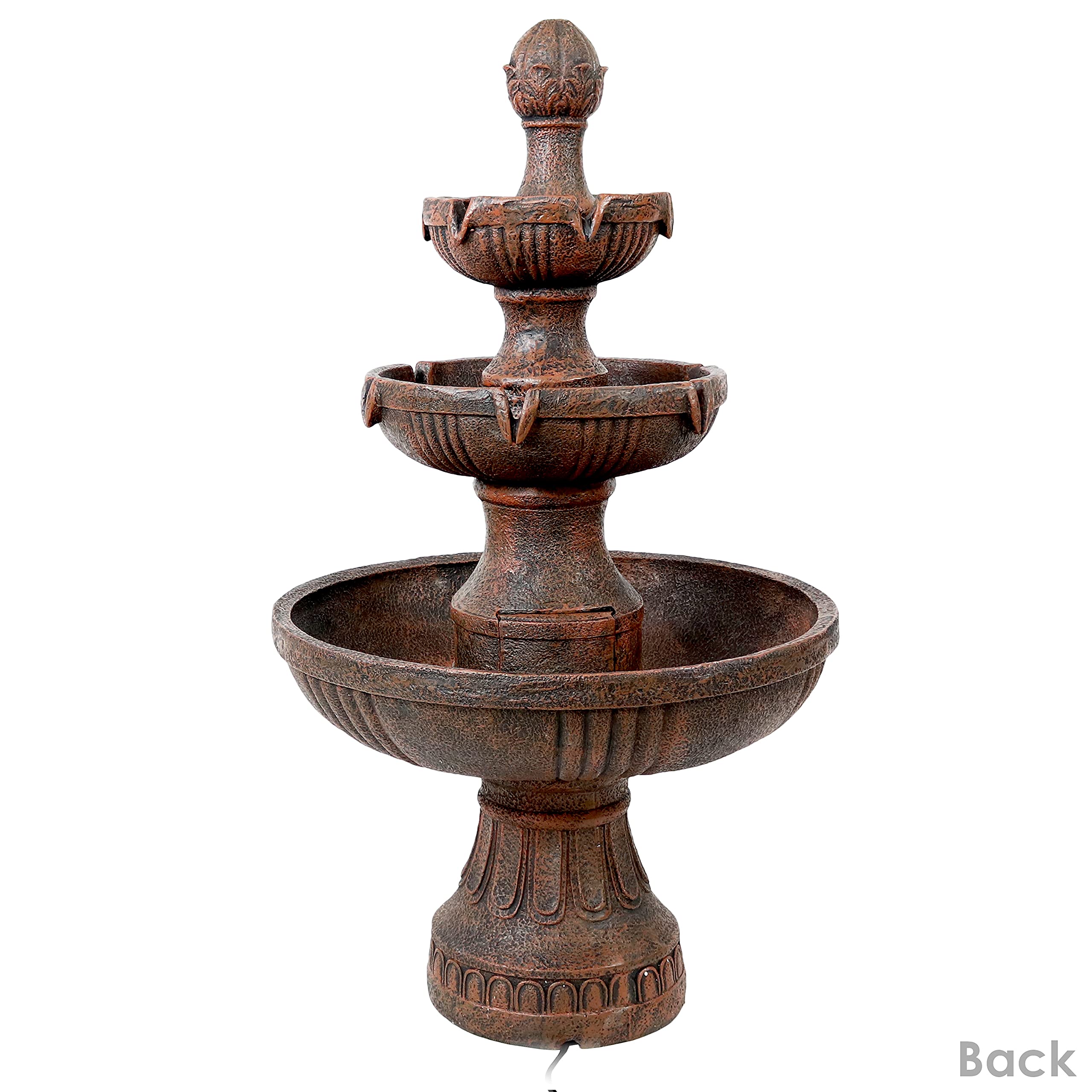 Sunnydaze 43-Inch 3-Tier Electric Water Fountain with Flower Blossom Design - Outdoor Garden Water Feature in Earth Finish - Perfect for Patio, Yard, and Landscape Decor
