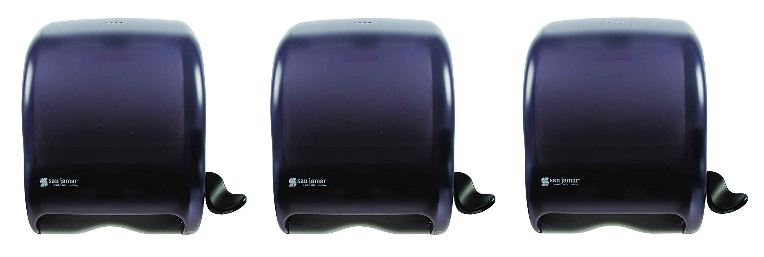 San Jamar T950TBK Element Lever Roll Towel Dispenser - 3 Pack, Classic Transparent Black Pearl | Commercial & Home Kitchen, Restroom, Office Paper Towel Holder for Hygiene & Convenience