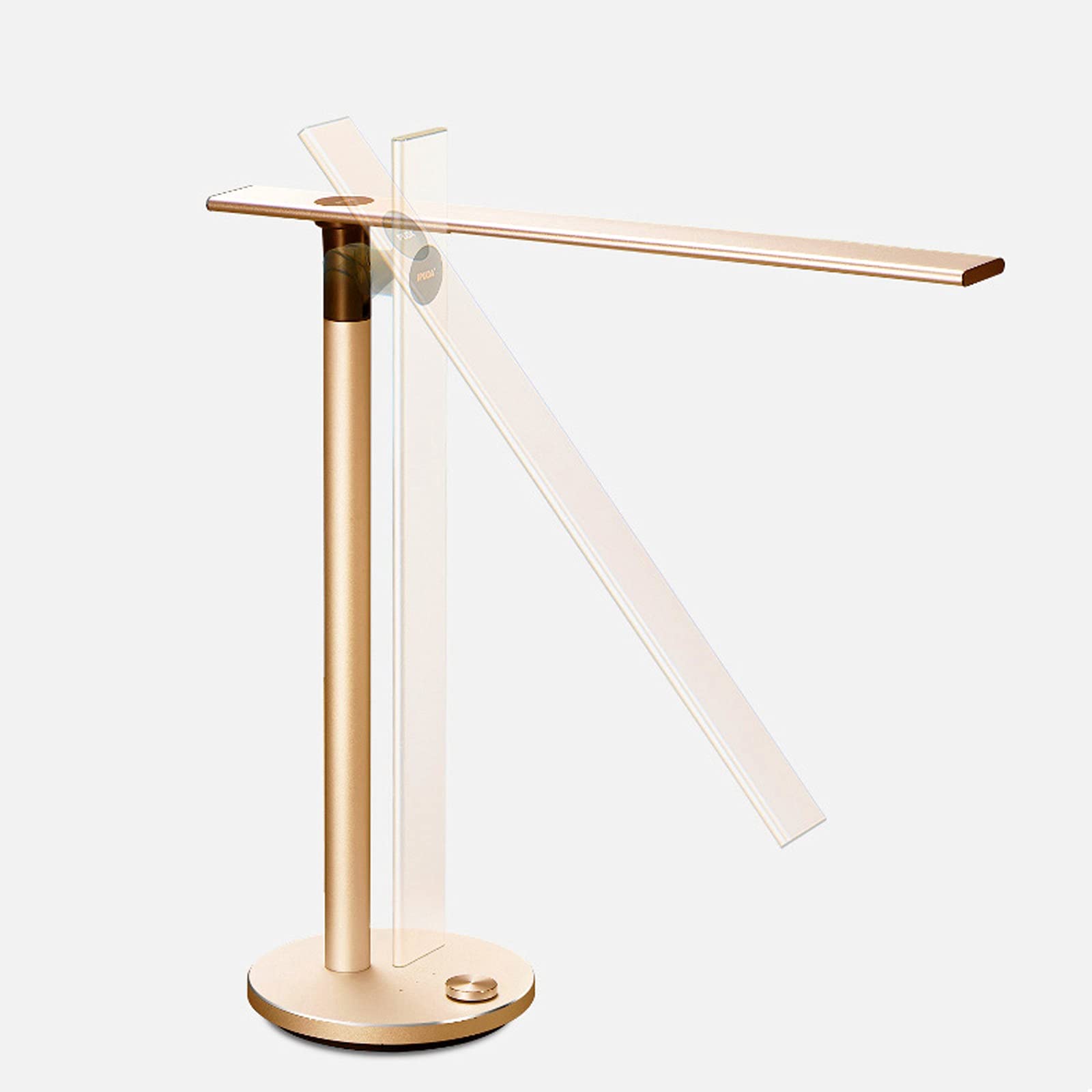 Adjustable LED Desk Lamp with Dimmable Knob - 12W Bright Foldable Reading Light for Home Office, Study & Bedroom - Dual Light Source Table Lamp in Gold (Perfect for Night Reading, Work & Relaxation)