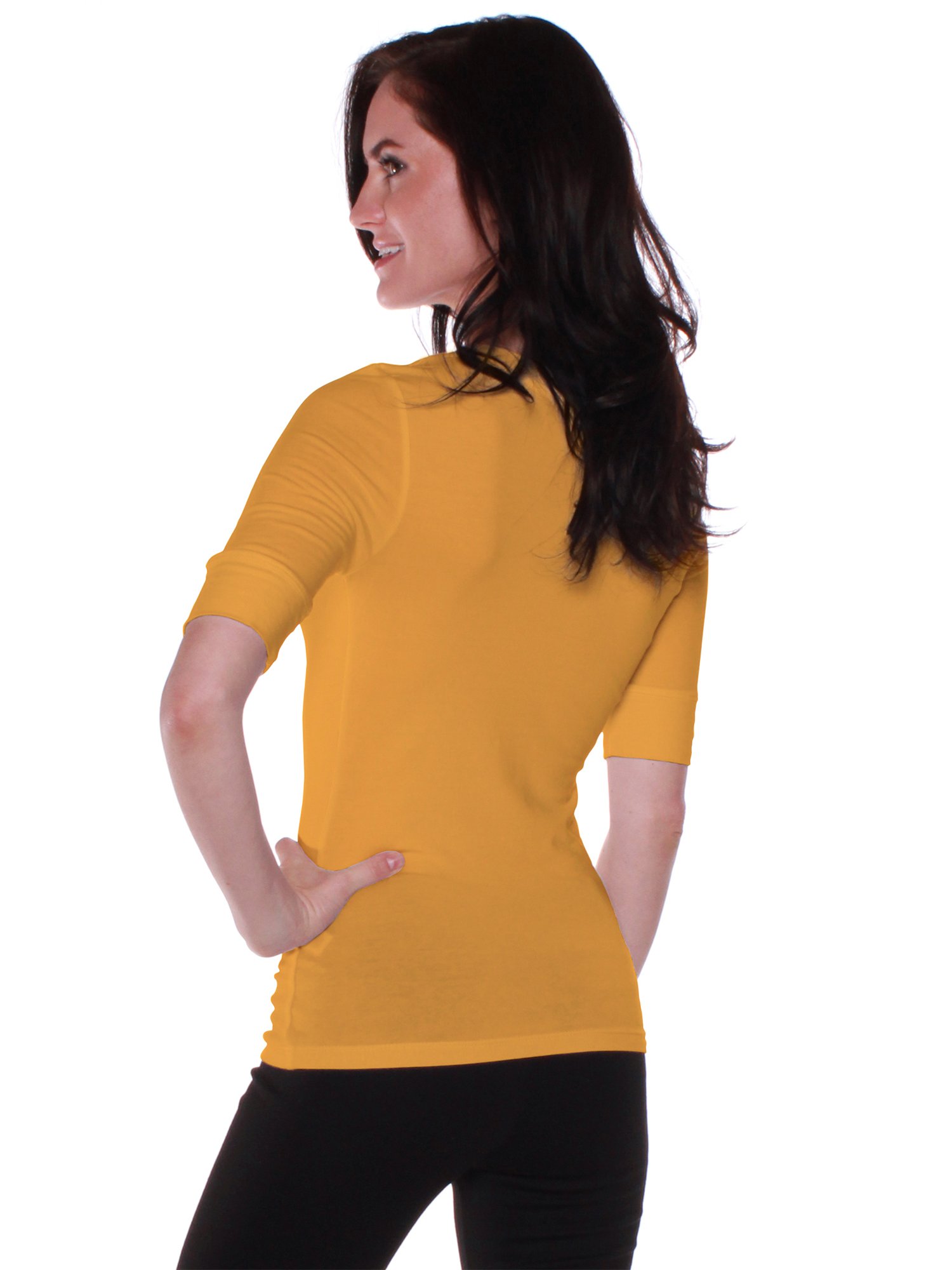 Emmalise Women's Slim Fit Athletic V-Neck T-Shirt - Breathable Half Sleeve Workout Top for Yoga, Running & Gym