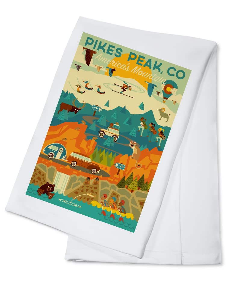 Pikes Peak Colorado Geometric Tea Towel - 100% Cotton Decorative Hand Towel for Kitchen & Home | Perfect for Cooking, Baking & Farmhouse Decor