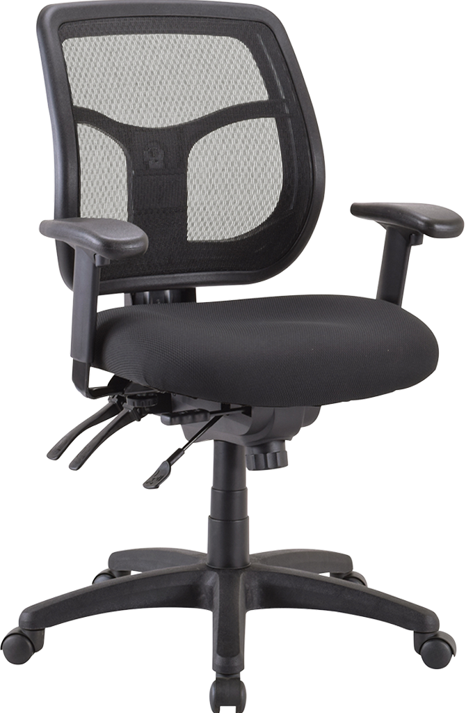 Eurotech Apollo Multi-Function Swivel Office Chair with Mesh Back & Fabric Seat - Black (Model MFT9450) - Ergonomic Desk Chair for Home & Office Workspaces