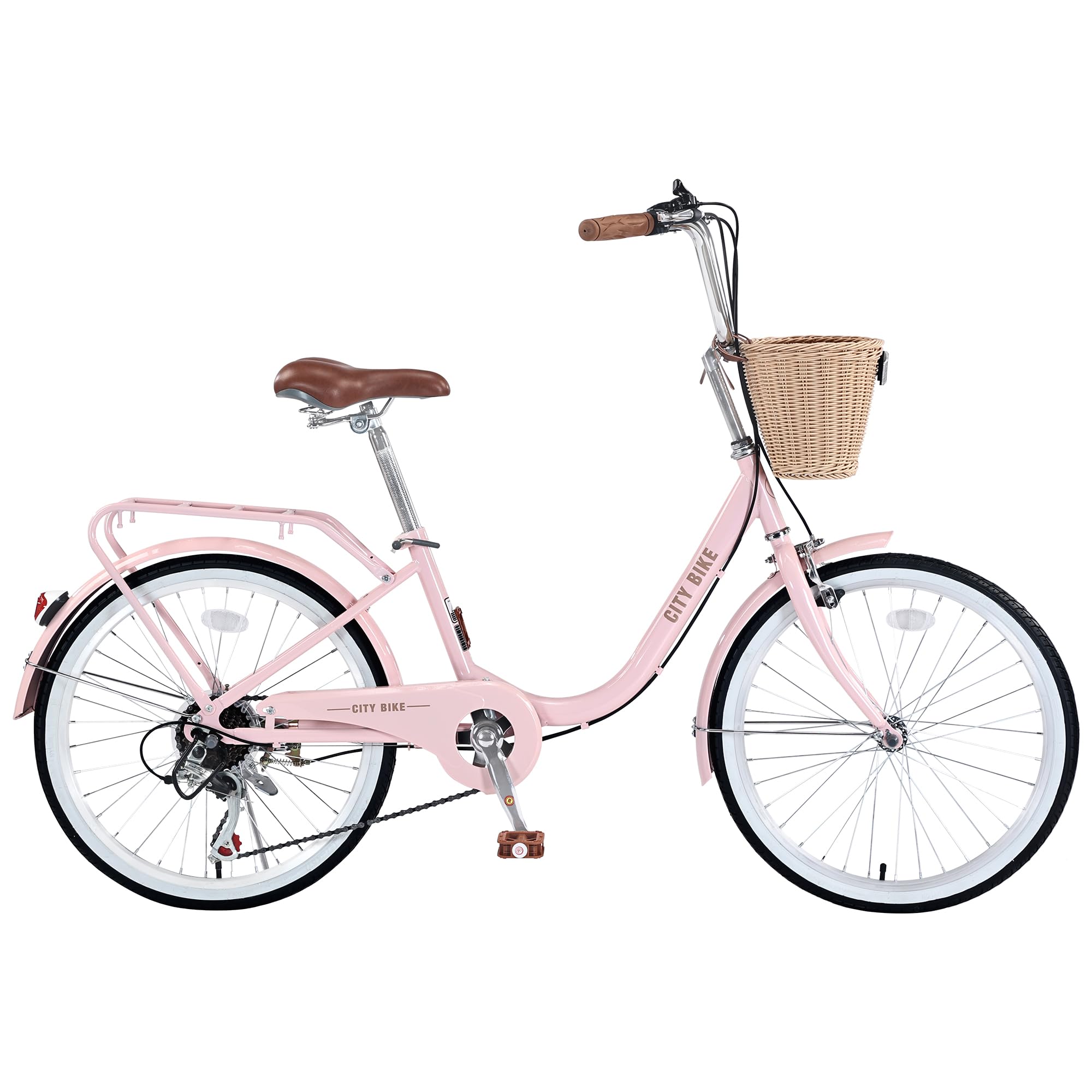 22/26 Inch Women's Beach Cruiser Bike - 7-Speed Hybrid Commuter Bicycle for Women & Men, Perfect for City Riding & Leisure - Available in 4 Colors