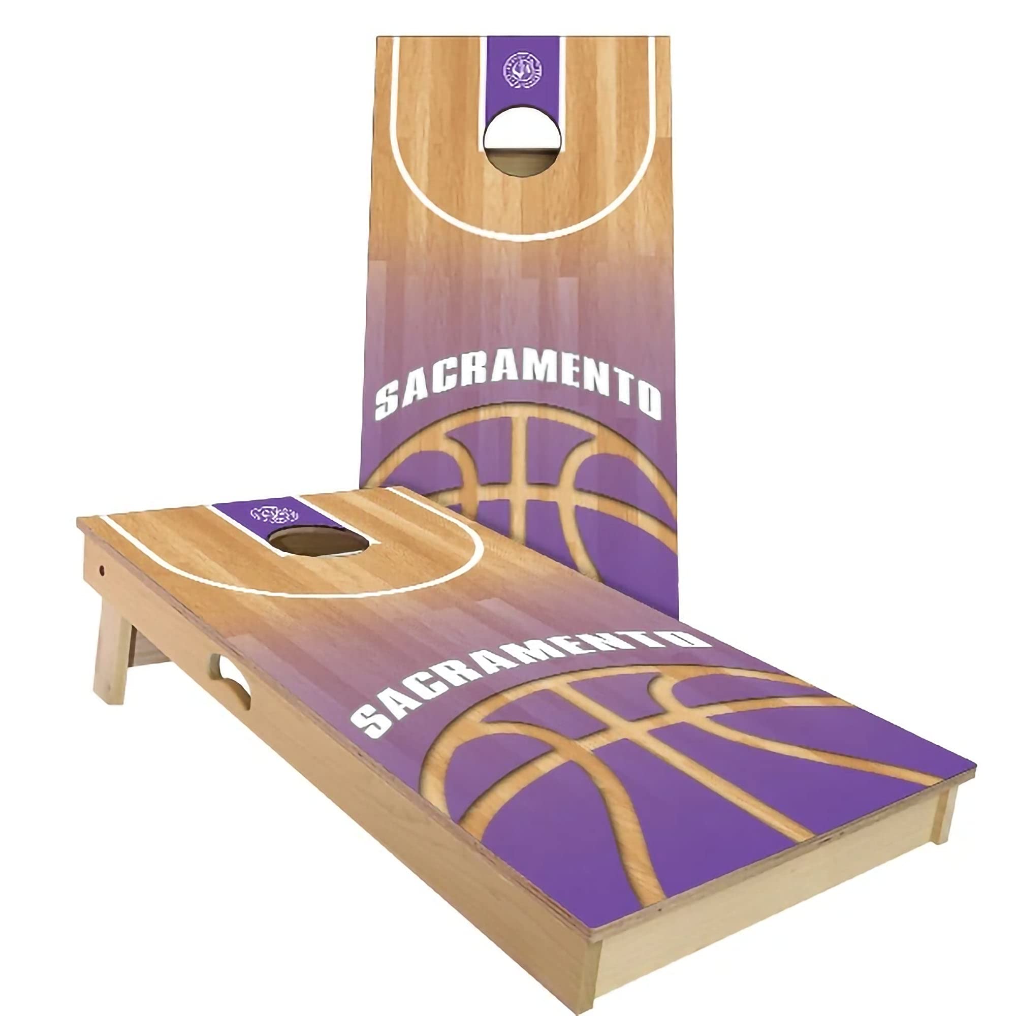 Skip's Garage Sacramento Themed Cornhole Board Set - Customizable Size & Accessories - 2 Boards & 8 Bags Included - Perfect for Backyard Parties, Tailgating & Outdoor Games