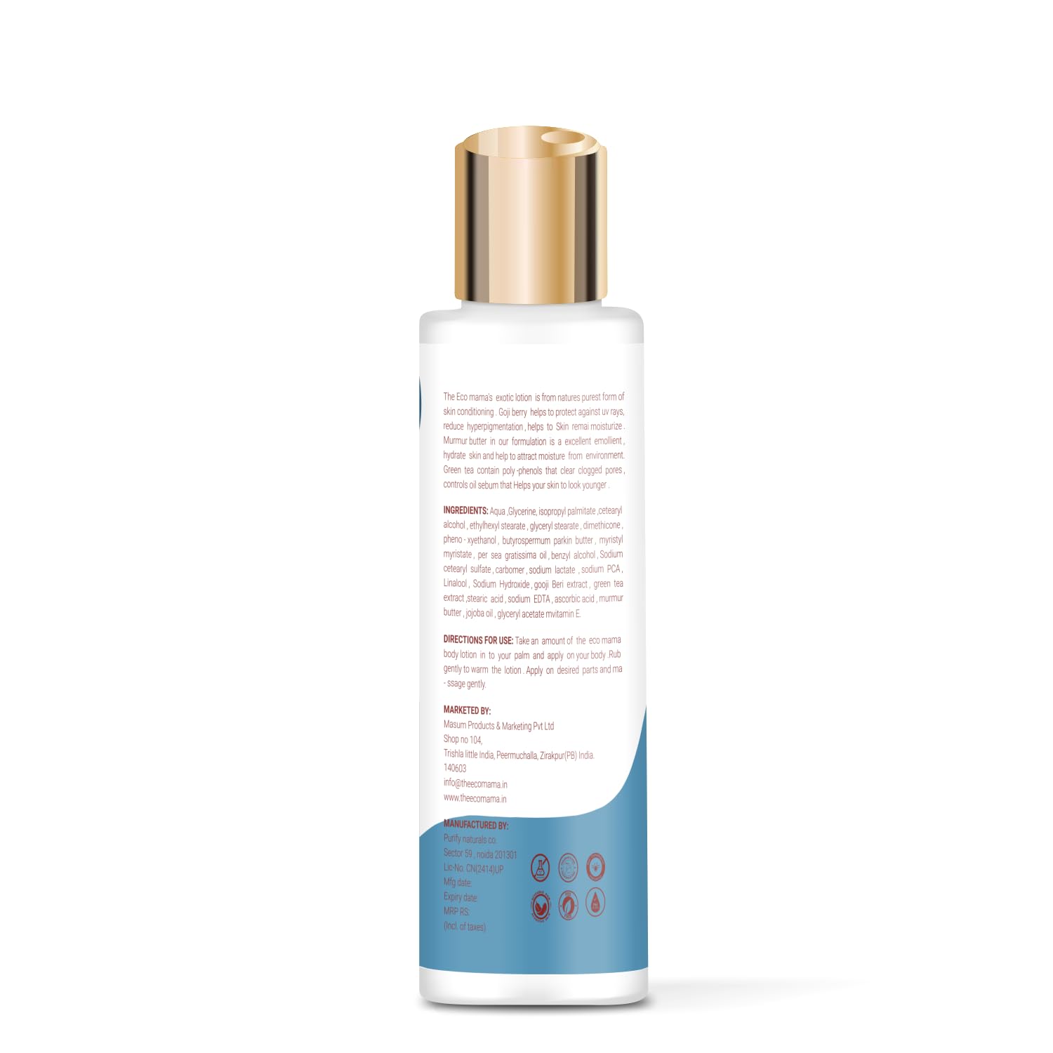 Eco Mama Organic Goji Berry & Green Tea Body Lotion with Murumuru Butter, Jojoba Oil & Glycerin - 100ml | Long-Lasting Hydration | Vegan & Cruelty-Free | Perfect for Dry Skin Care & Daily Moisturizing