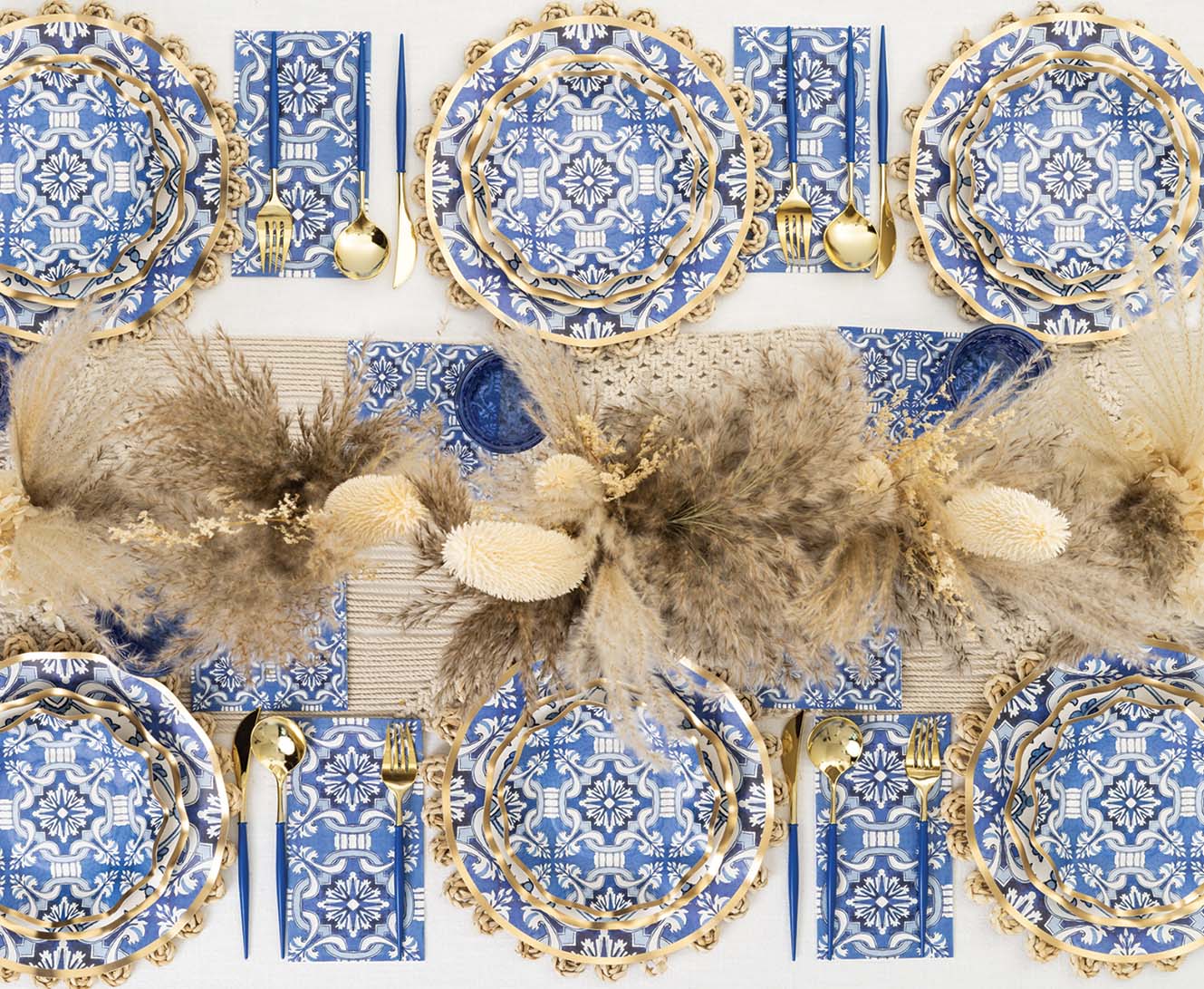 Premium Blue & Gold Plastic Cutlery Set - 36 Pieces (Service for 12) - Perfect for Parties, Picnics, BBQs & Catering Events