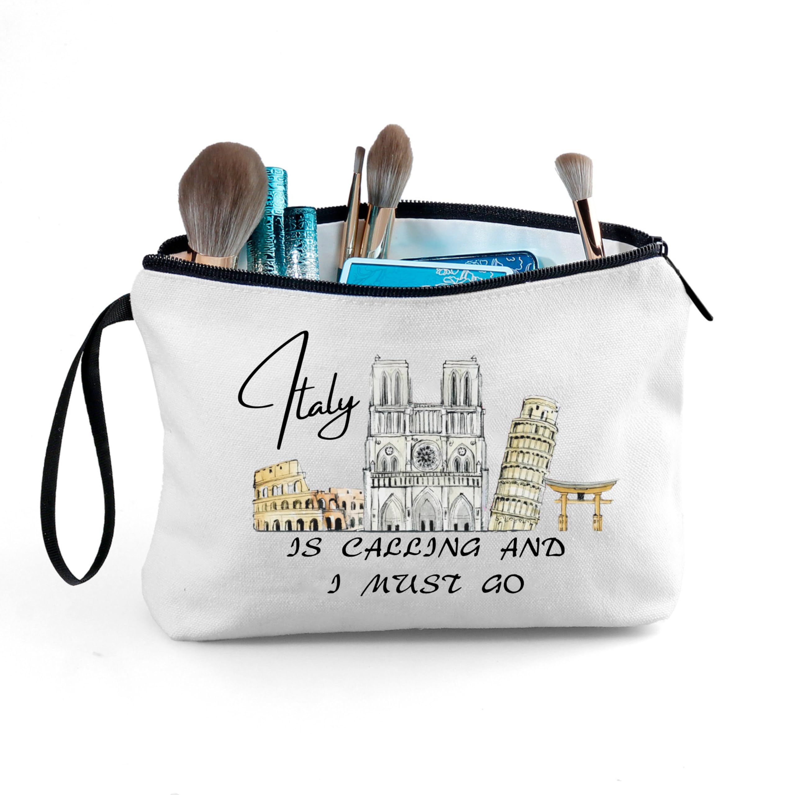 Italy Travel Essentials - Italian Themed Gifts & Makeup Travel Bags for Women | Perfect for International Travelers, Vacation Trips & Cosmetic Organization