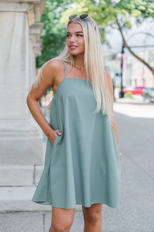 Stylish Olive Green Solid Mini Dress for Women - Perfect for Casual Outings, Dates & Summer Parties | Final Sale