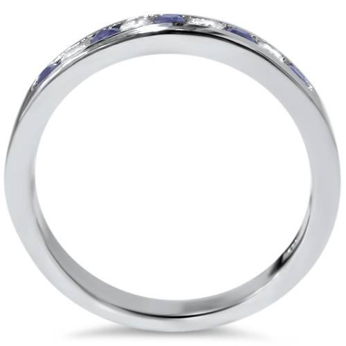 1/4 Carat Diamond & Blue Sapphire Anniversary Wedding Ring - 14k White Gold for Women - Elegant Bridal Jewelry for Engagement, Proposal & Special Occasions