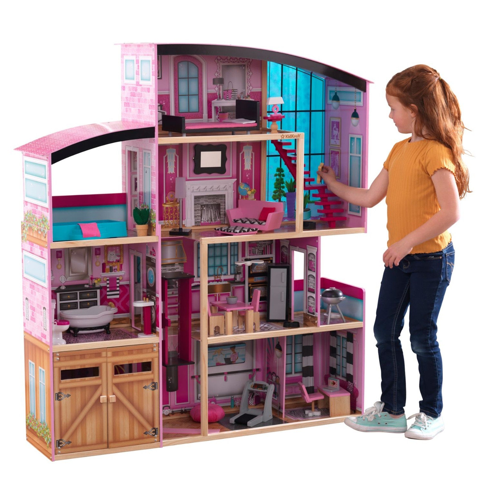 KidKraft Shimmer Mansion Dollhouse - Large Wooden Doll House with Furniture for Kids, Perfect for Pretend Play & Imaginative Playtime | Great Gift for Girls & Boys Ages 3+
