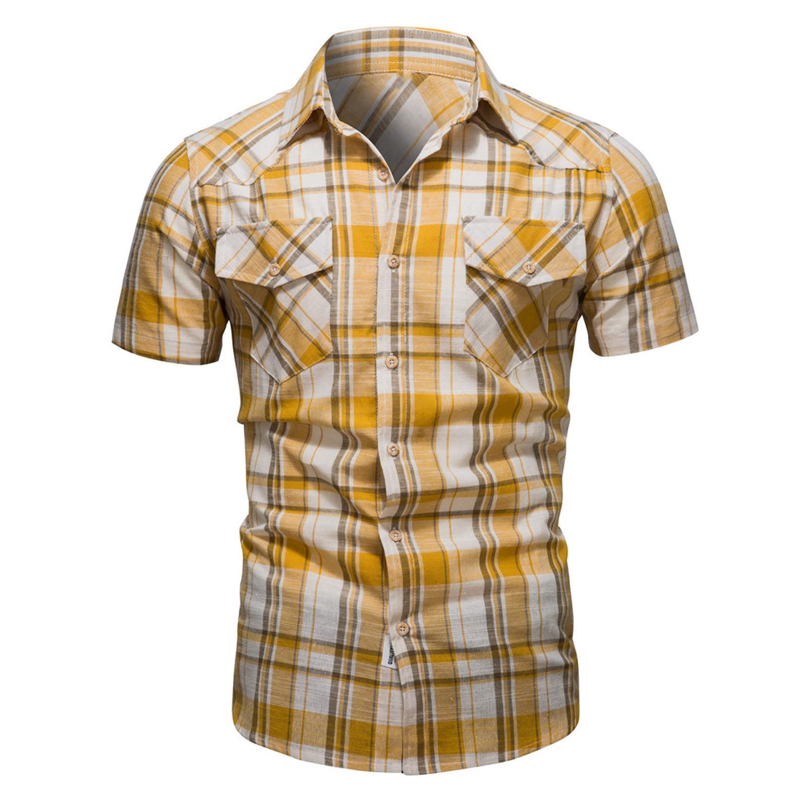 Vintage Western Shirts for Men - Short Sleeve Button Down Work Shirts, Slim Fit Cowboy Dress Shirt for Outdoor, Casual & Work Wear - Perfect for Rodeo, Ranch, Country Music Festivals & Western Style Outfits