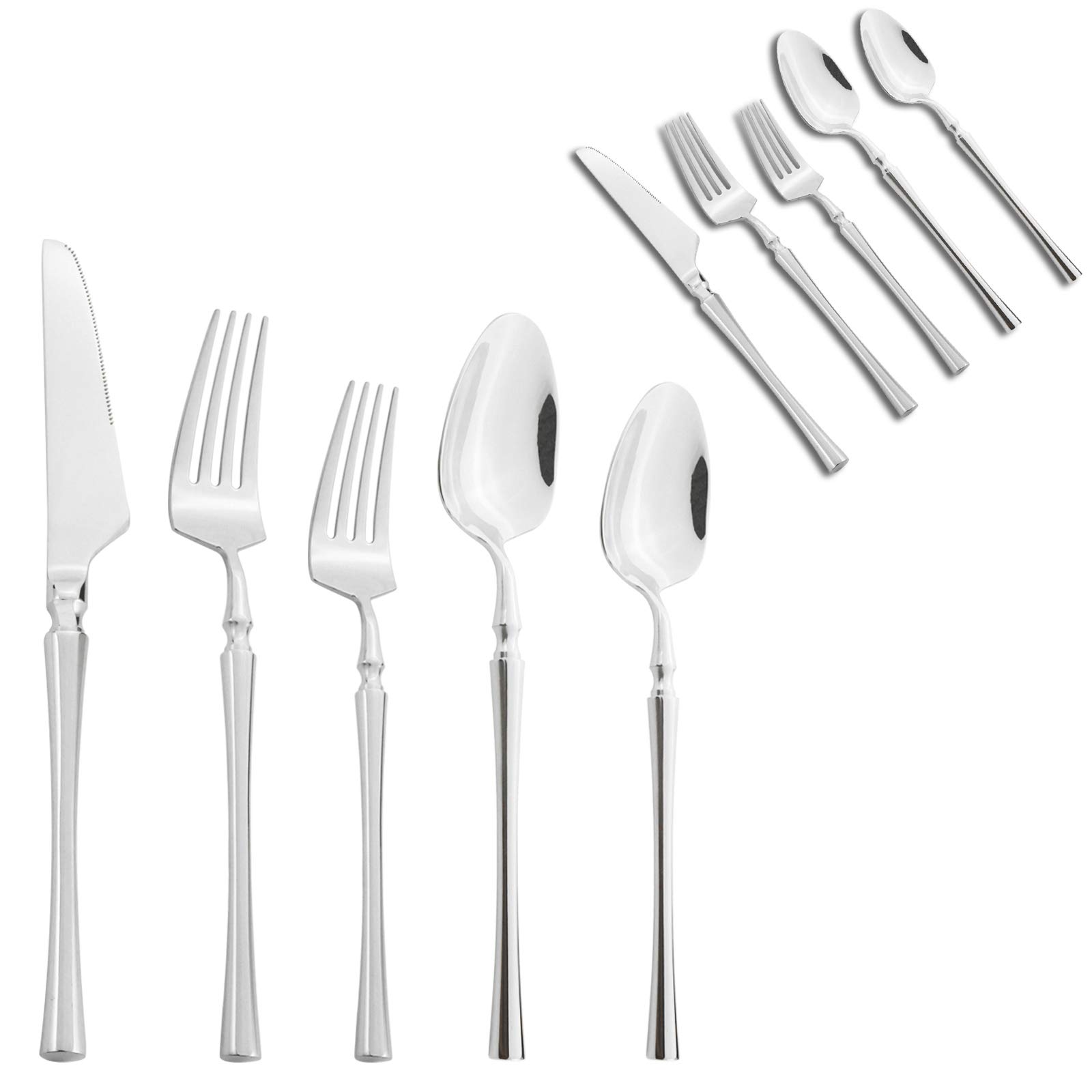 20-Piece Stainless Steel Flatware Set for 4 - Modern Mirror Polished Silverware (Knife, Fork, Spoon) - 18/10 Dishwasher Safe Cutlery Set - Perfect for Dining, Entertaining & Everyday Use