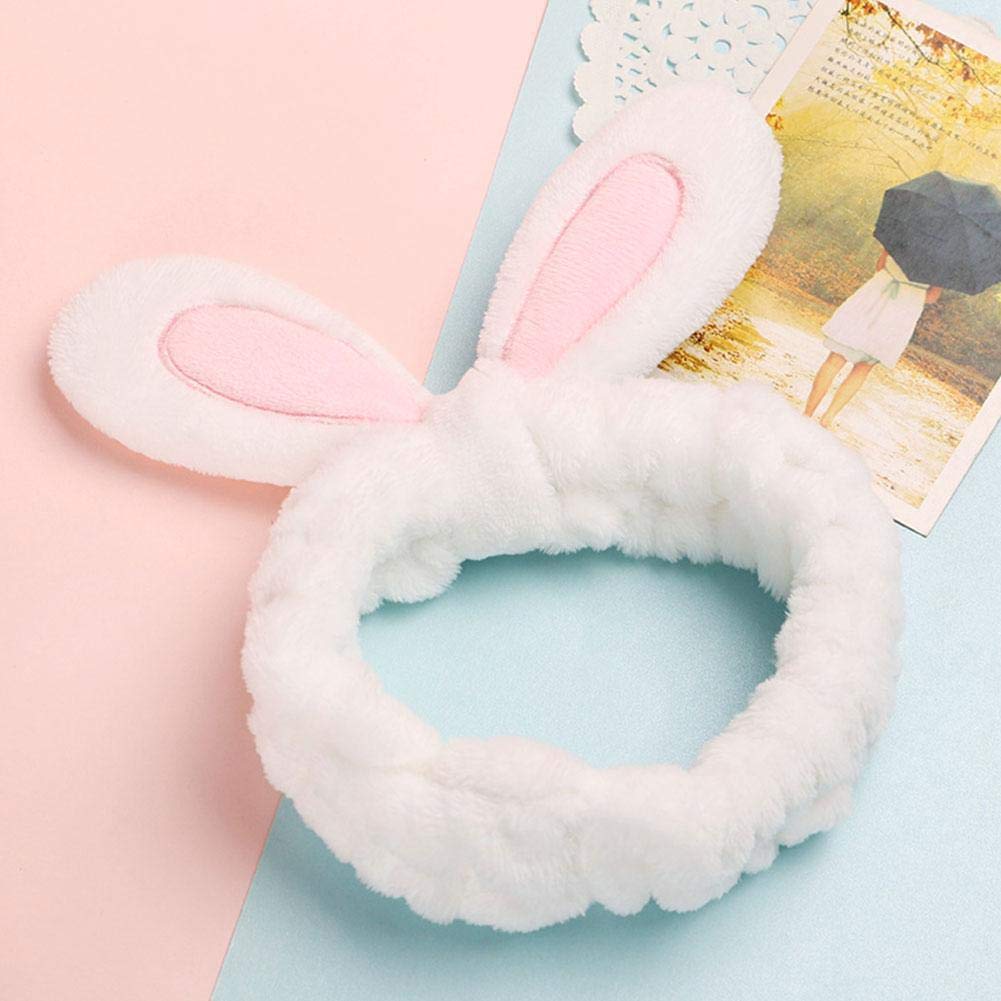 Clara Tracy KV2C Blue Rabbit Ears Face Wash Strap - Acrylic Headband for Skincare, Makeup & Spa - Perfect for Washing Face, Applying Makeup & Relaxing at Home