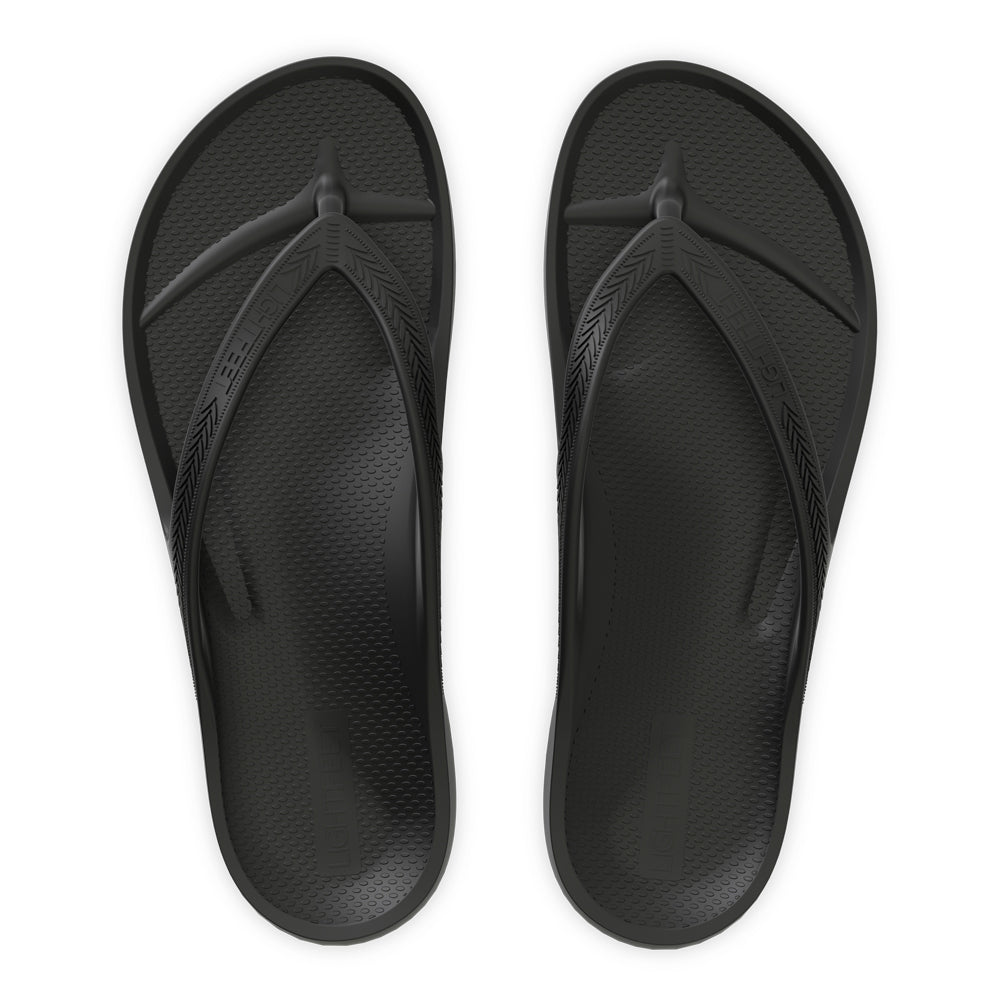 LightFeet Arch Support Flip Flops for Women & Men - Comfortable Orthopedic Sandals with Cushioning - Perfect for Beach, Pool, Travel & Everyday Wear - Black