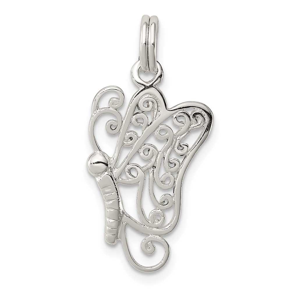 QC5002 Sterling Silver Butterfly Charm Pendant - Elegant Jewelry for Necklaces, Bracelets & DIY Crafting