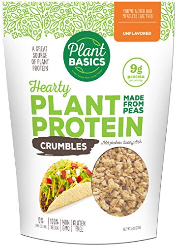 Hearty Plant Protein Crumbles - Unflavored Pea Protein, 8 oz | Non-GMO, Gluten Free, Vegan Meat Substitute | Low Fat & Sodium | Perfect for Burgers, Tacos & Vegan Recipes
