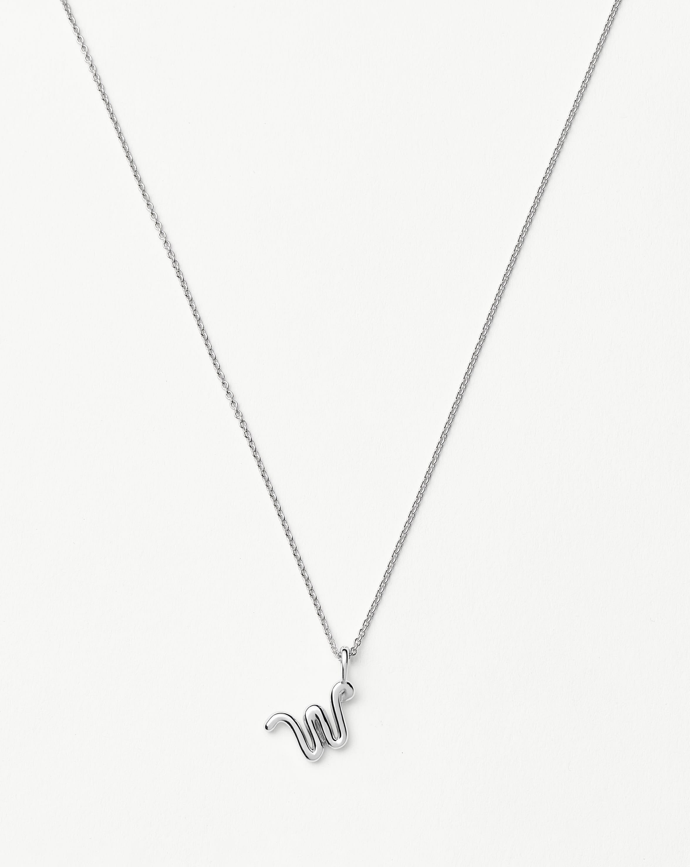 Sterling Silver Curly Molten Mini Initial Necklace for Women - Personalized Gift for Her, Birthday, Anniversary & Everyday Elegance