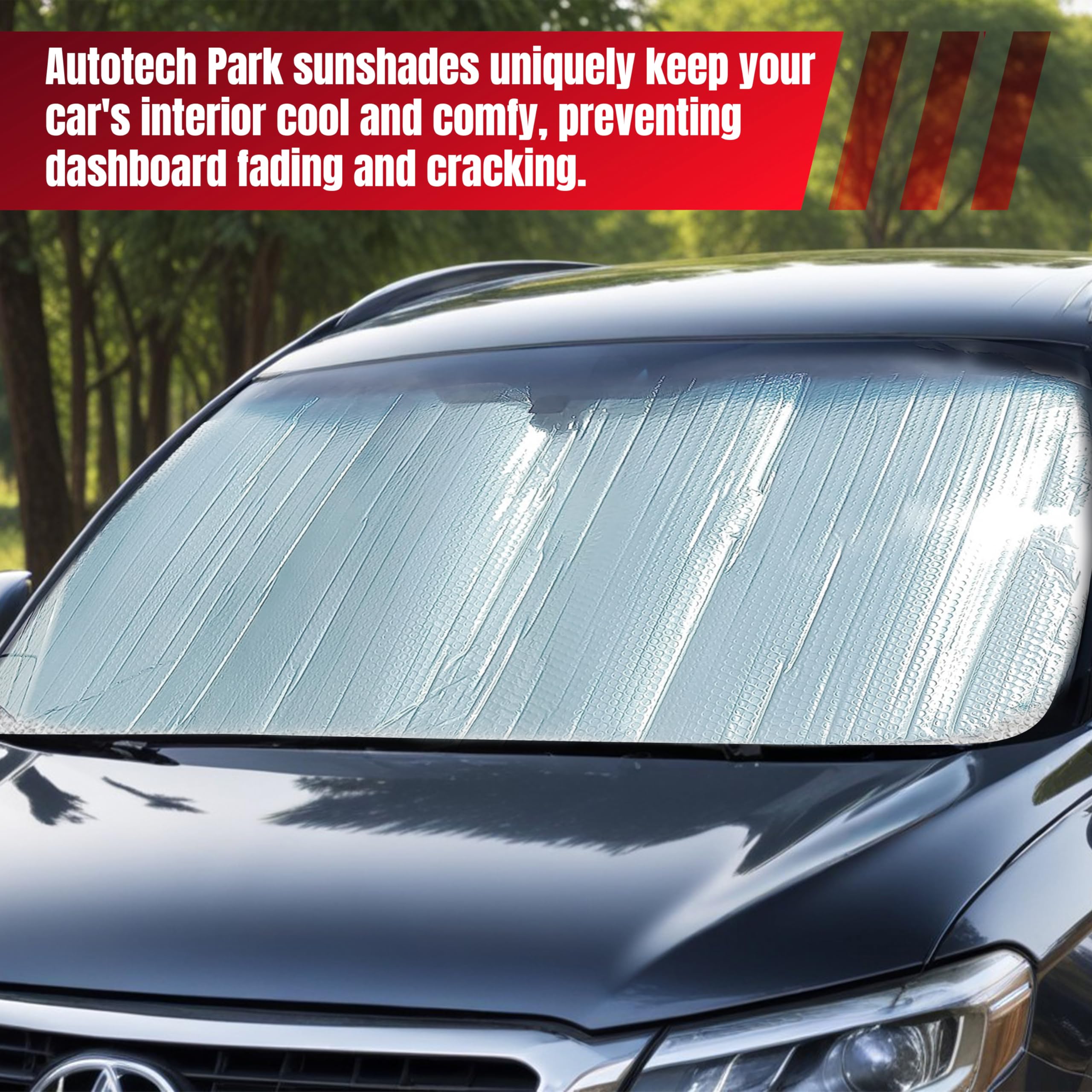 Autotech Park Custom-Fit Sunshade for 2022-2025 Ford Maverick Front Windshield - UV Protection Car Sun Shade for Summer Heat & Glare Reduction