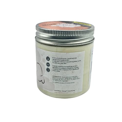 Organic Unscented Handcrafted Shea Body Butter for Babies - 8 oz | Hypoallergenic, Ultra-Moisturizing | Perfect for Baby Massage, Dry Skin & Sensitive Skin Care