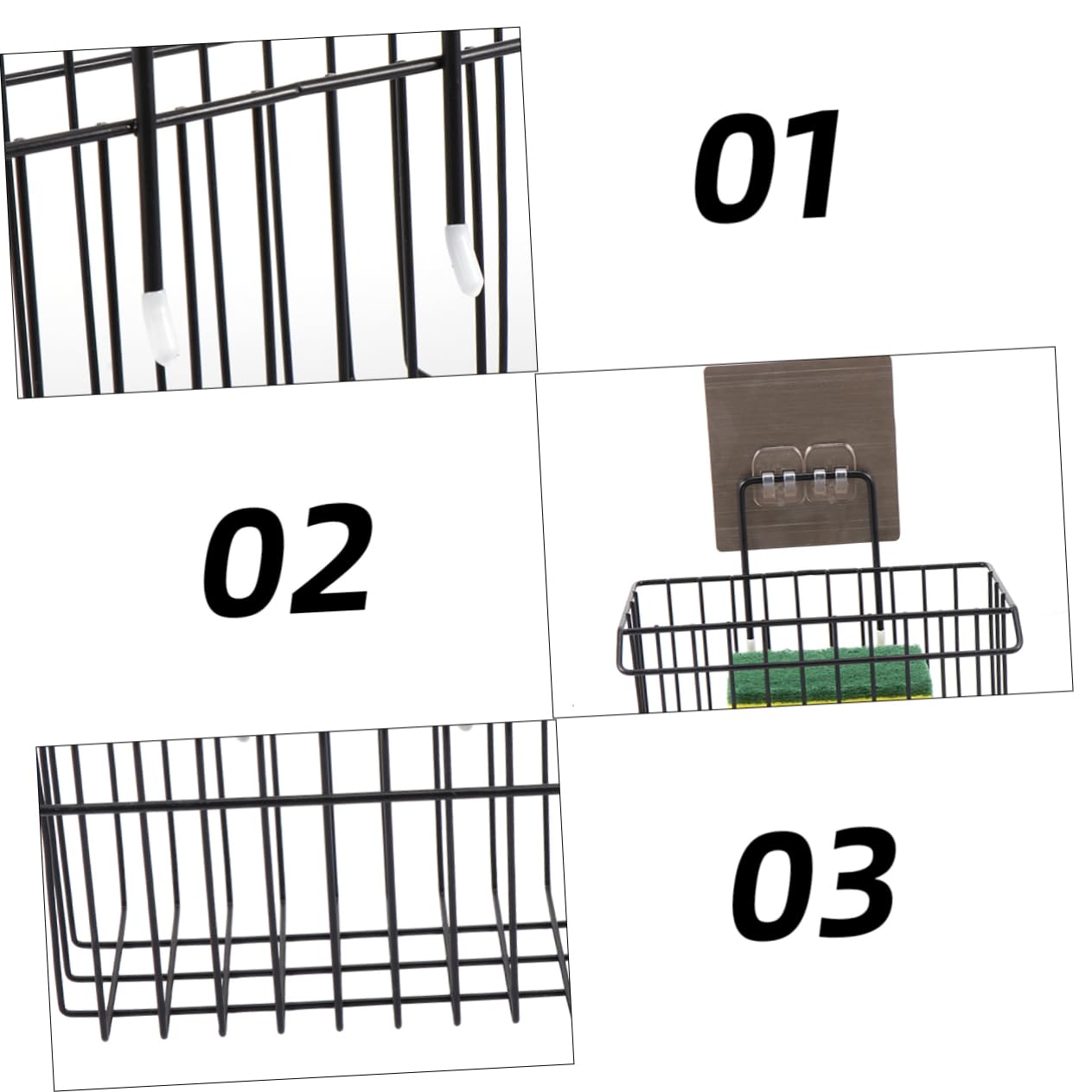 DOITOOL Wall-Mounted Sponge Holder - Kitchen Sponge Rack & Drain Basket for Sink - Organize Sponges, Brushes, and Cleaning Tools - Perfect for Kitchen, Bathroom, and Laundry Room Storage (Stainless Steel)