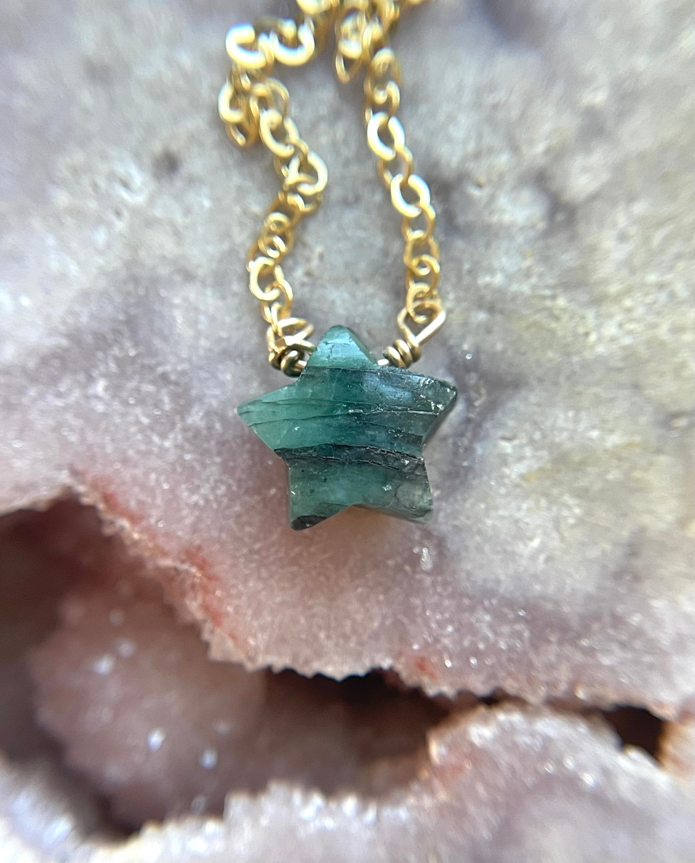 Emerald Star Pendant Necklace - 14K Gold Plated Elegant Jewelry for Women - Perfect Gift for Birthday, Anniversary & Valentine's Day - Ideal for Parties, Weddings & Special Occasions