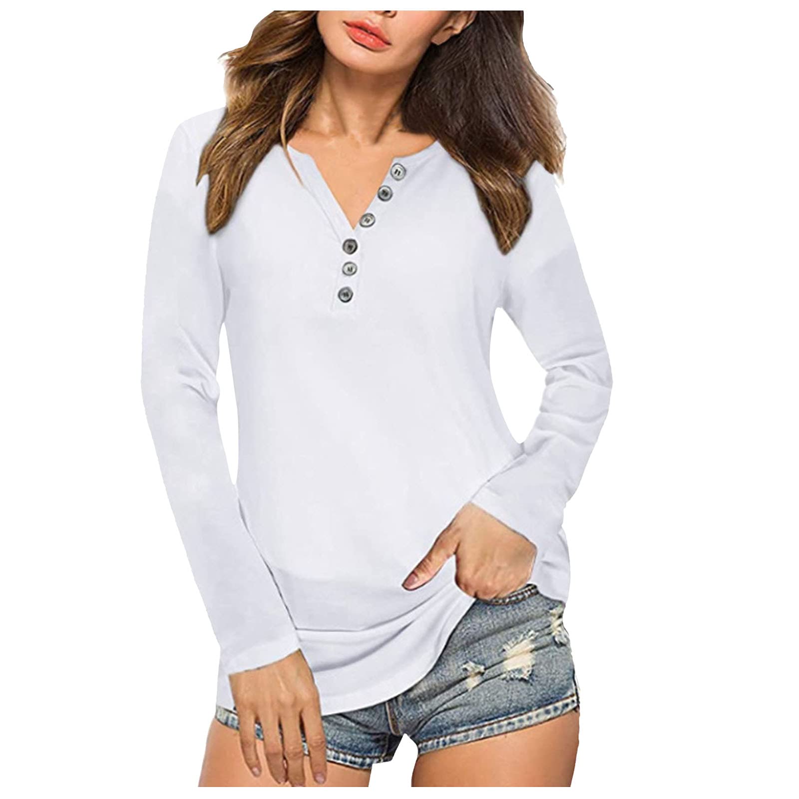 Women's Casual Long Sleeve Solid Color Blouse - Comfortable Workout & Office Tops for Everyday Wear | Perfect for Yoga, Gym, and Business Casual Outfits