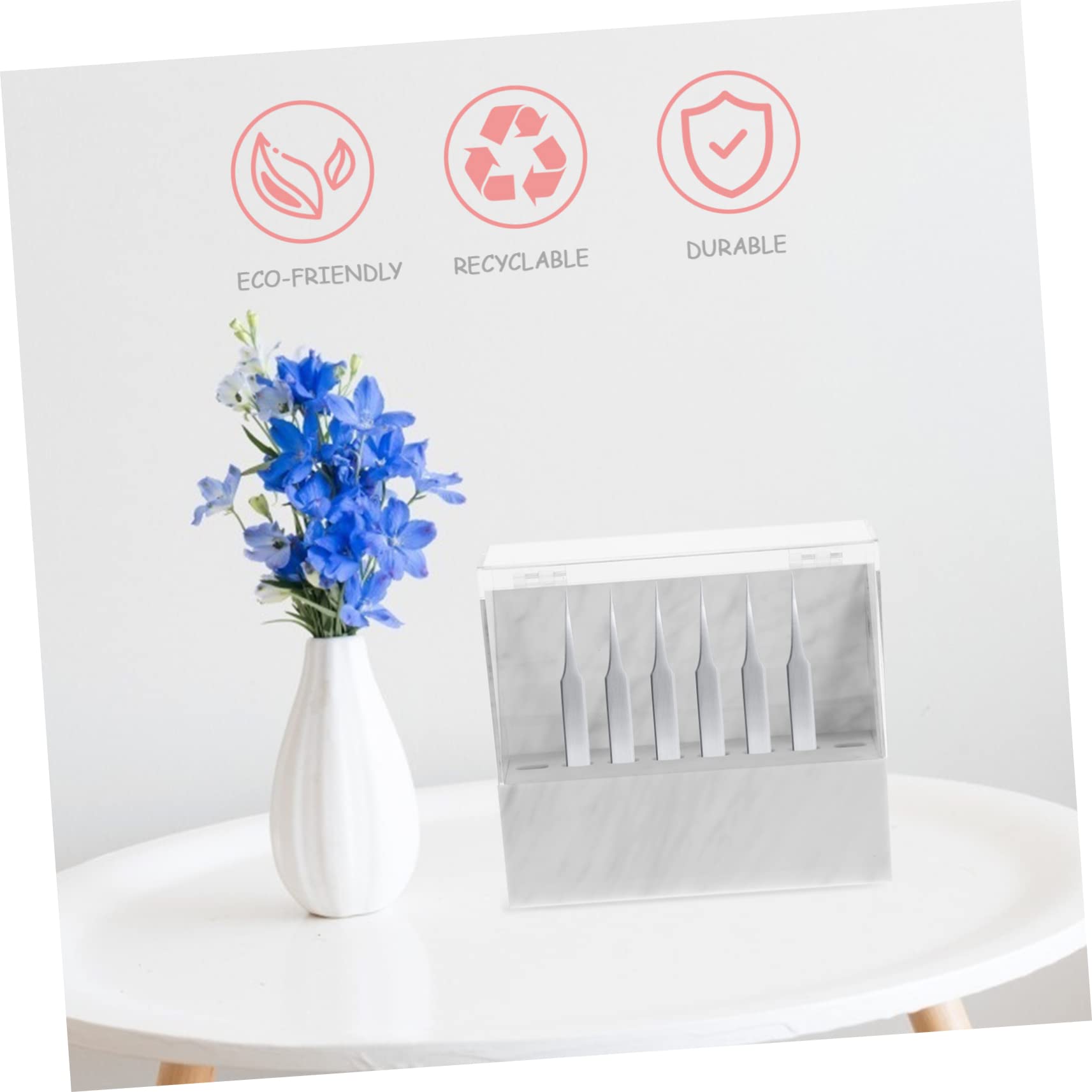 Professional White Eyelash Tweezer Holder with Lid - Double Color Bowls Makeup Storage Box for Lash Extensions Supplies | Perfect for Salon, Spa & Home Makeup Organization