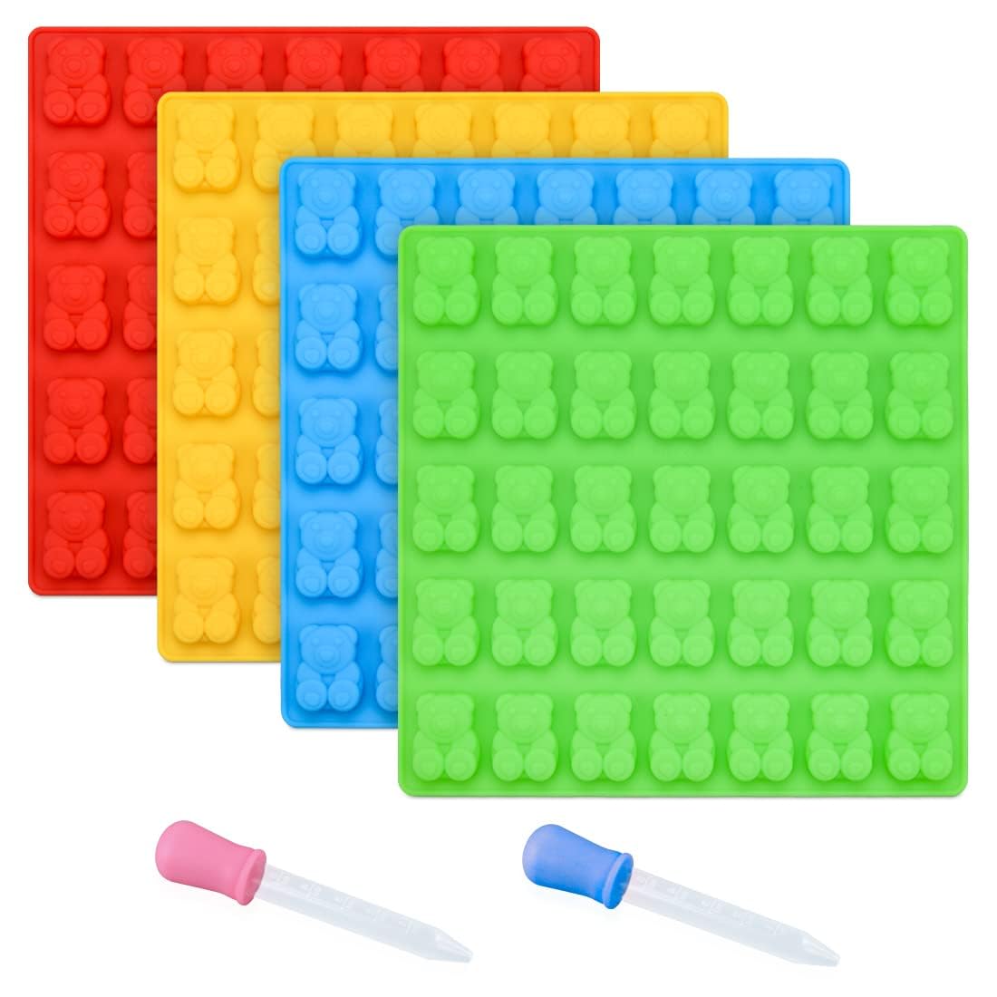 CAKETIME 1-Inch Large Silicone Gummy Bear Molds - 4 Pack Food Grade Candy & Chocolate Molds (LFGB & Pinch Test Approved) for DIY Treats, Party Favors & Baking Decorations