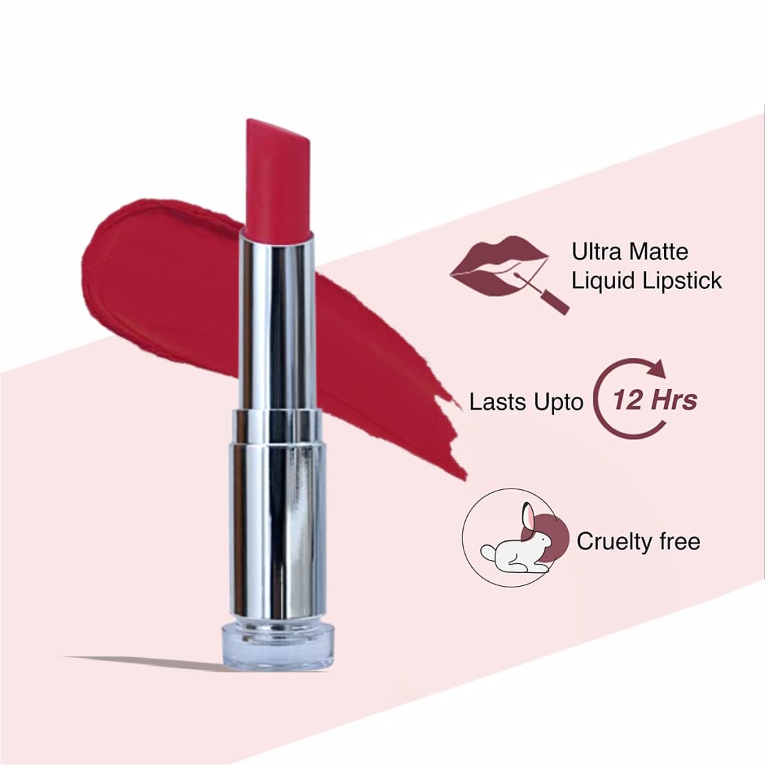 Totta Beauty Super Matte Lipstick - Long Lasting, Vegan & Cruelty Free with Vitamin E, A & Shea Butter | Paraben & Gluten Free | Go Candy Shade | Perfect for Everyday Wear, Parties & Special Occasions
