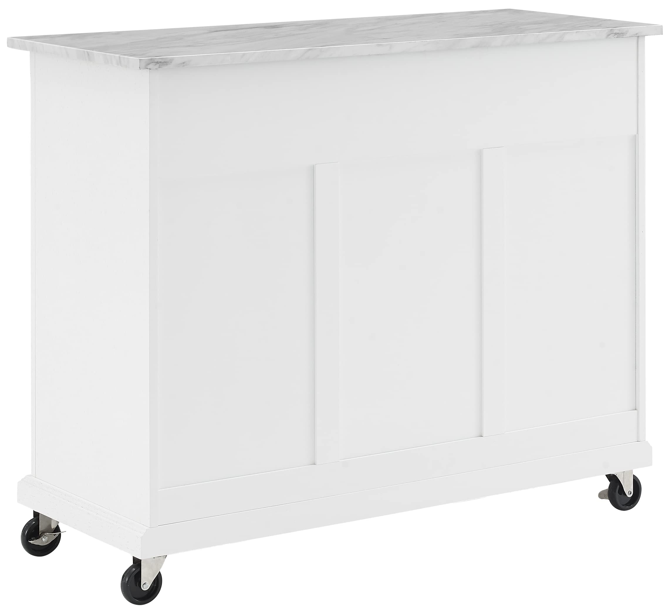 Crosley Avery Rolling Kitchen Island Cart with Shelves - White Distressed Finish | Microwave Stand, Coffee Bar Station & Storage Organizer | Perfect for Small Kitchens, Apartments & Breakfast Nooks