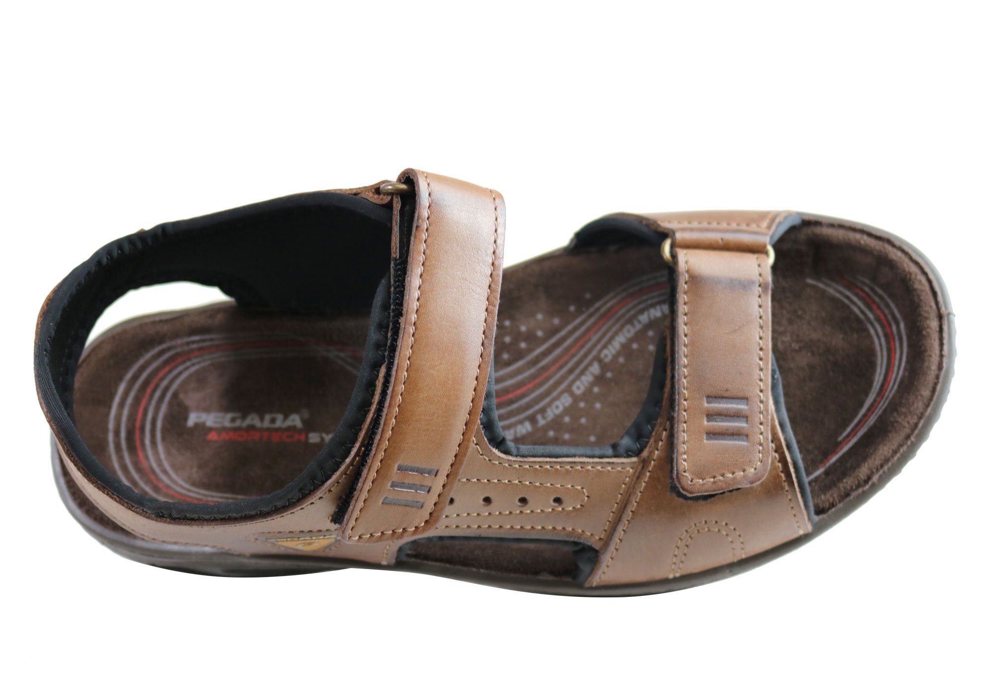 **Men's Comfortable Leather Sandals with Cushioning - Pegada Thompson - Made in Brazil - Perfect for Beach, Travel & Casual Wear**