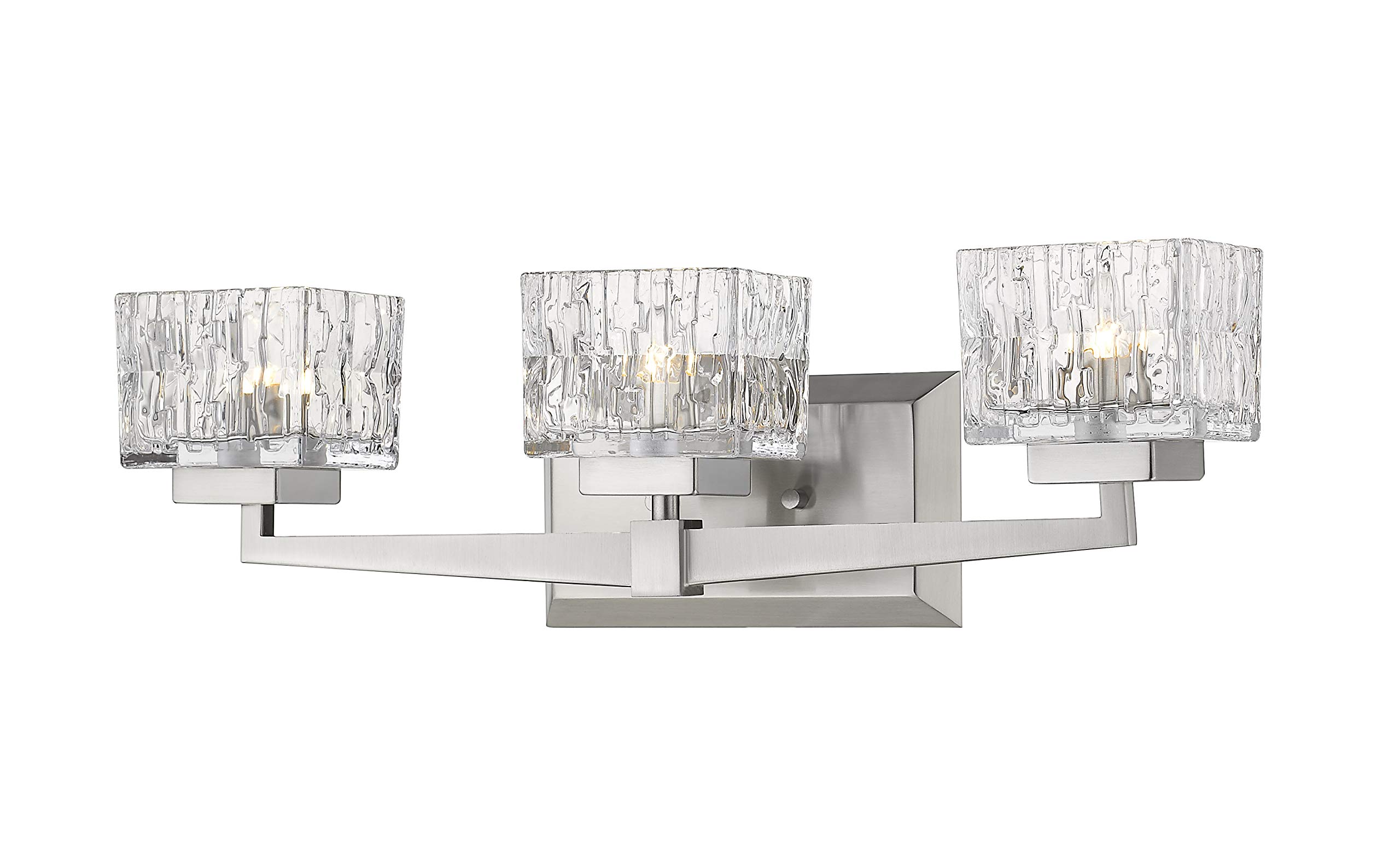 Rubicon 3-Light Bathroom Vanity Light Fixture in Brushed Nickel Finish - Perfect for Modern Bathroom, Powder Room & Dressing Area Lighting
