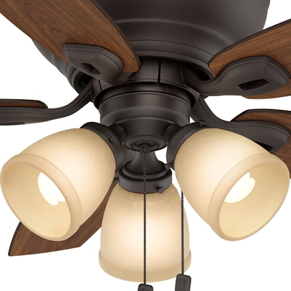 Casablanca Durant 44 Inch 3-Light Low Profile Ceiling Fan with Remote - Maiden Bronze/Walnut Finish - Perfect for Bedroom, Living Room & Low Ceiling Spaces