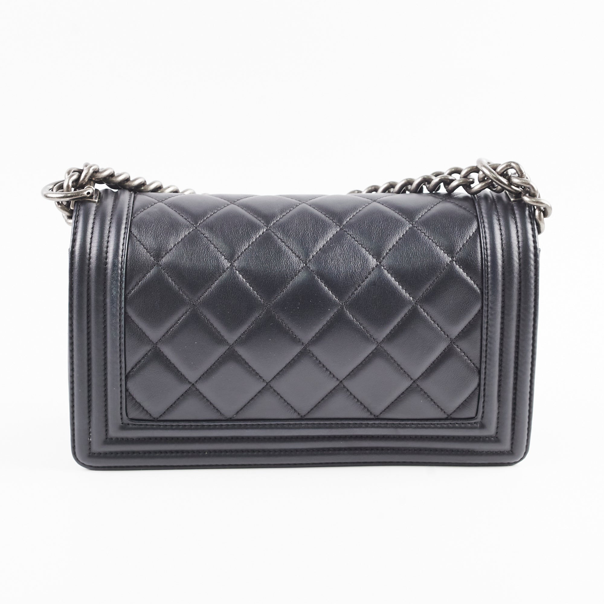 Chanel Old Medium Boy Black Leather Shoulder Bag - Classic Series 19 | Luxury Designer Handbag for Women | Perfect for Evening Events, Parties & Special Occasions